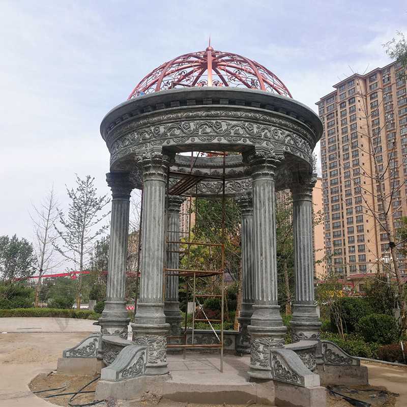 歐式景觀涼亭，小區(qū)花園休息亭子，石雕景觀亭子，綠色景觀涼亭1.jpg