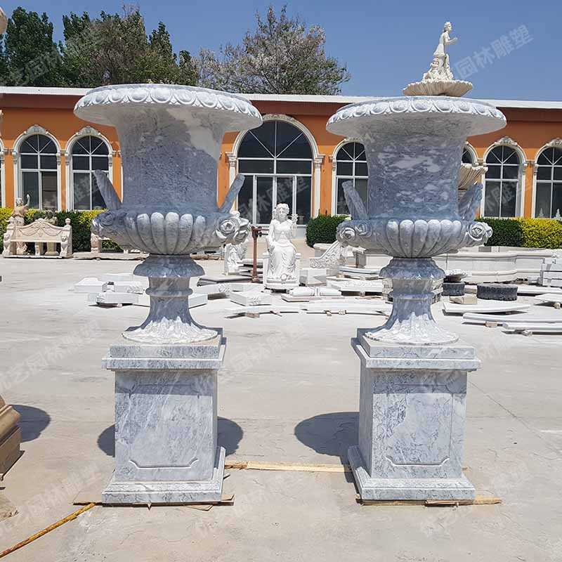 石雕花盆，大理石花盆