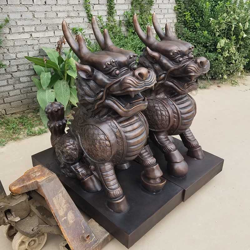 銅麒麟雕塑，銅麒麟擺件，鎮(zhèn)宅風(fēng)水麒麟