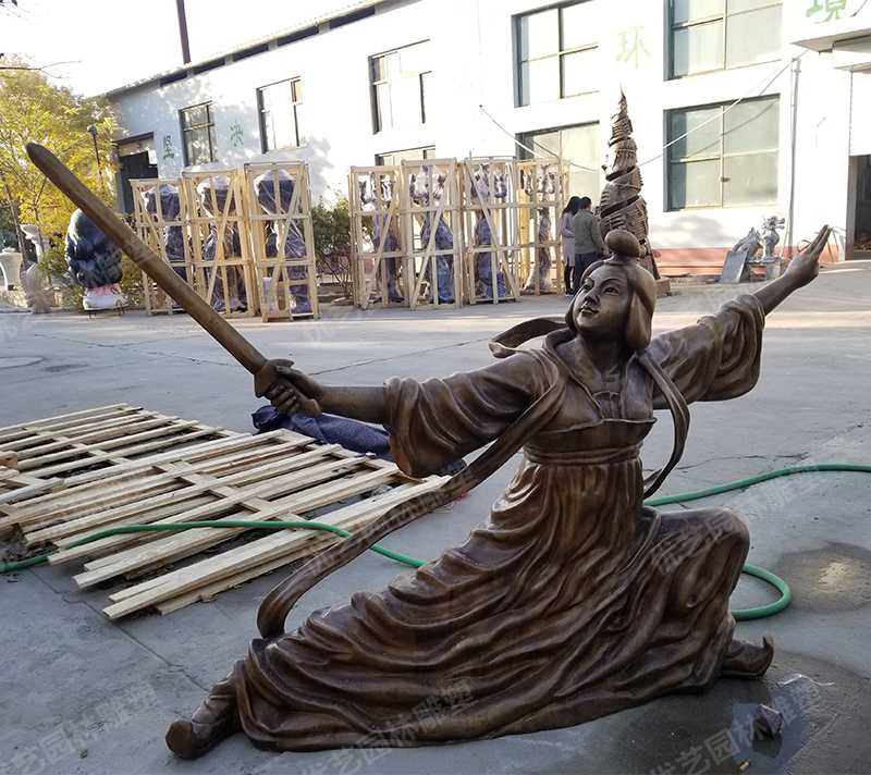 銅人物雕塑，公孫大娘銅雕塑