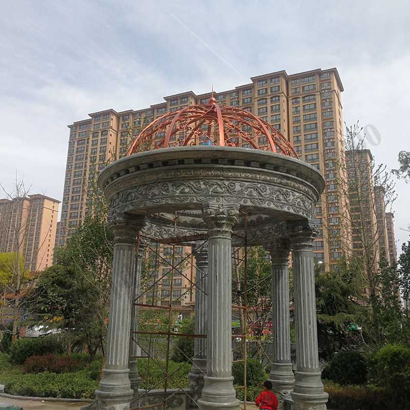 公園小區(qū)亭子，大理石涼亭安裝